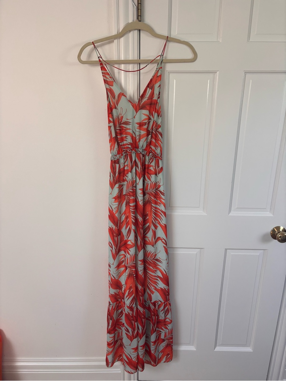 H&M Red Tropical Print Maxi Dress